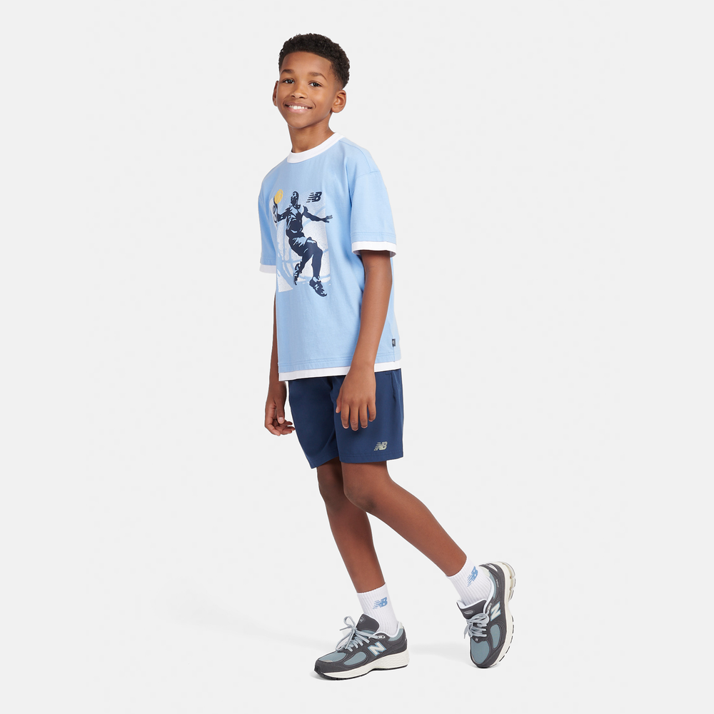Koszulka dziecięca New Balance LAKB0155ELE – niebieska