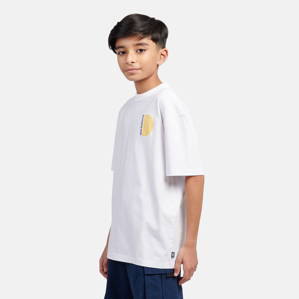 Koszulka dziecięca New Balance LAKB0157BWE – biała