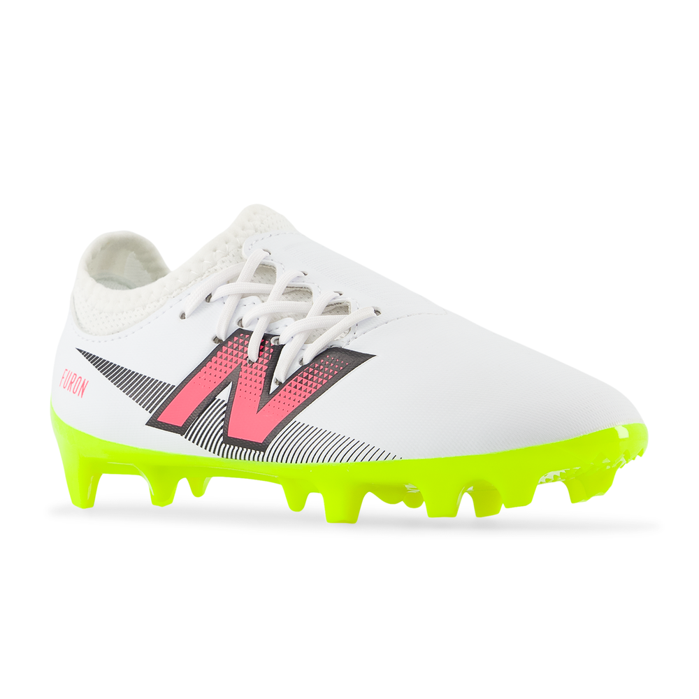 Korki dziecięce New Balance FURON V7+ DISPATCH JNR FG SJF3FH75 – białe